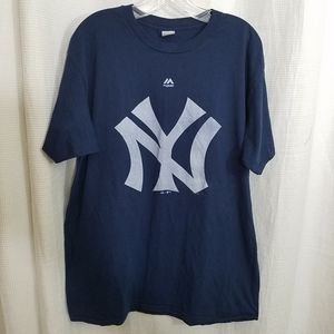 Graphic NY tee shirt majestic blue with white